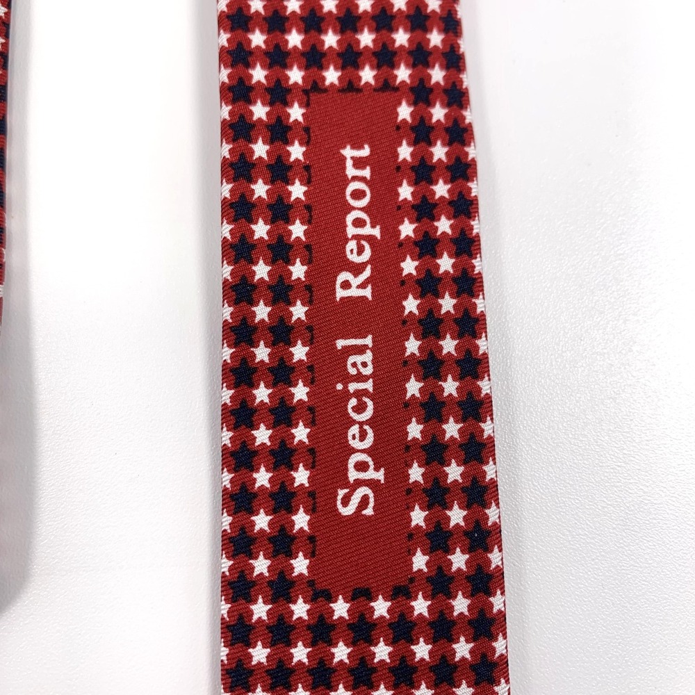 Fox News‎ Channel Mens Silk Fair & Balanced Special Report Red w Stars USA Rare - Picture 4 of 8